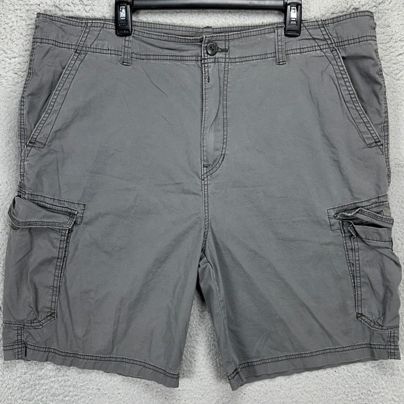 UNIONBAY Mens Cargo Shorts 44 Dark Grey Casual Stretch Flat Front Pockets Logo‎